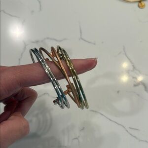LOFT multi metal stack cuff bracelets